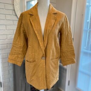 Mantaikotai handmade linen blazer camel color fully lined career minimalist Sz S